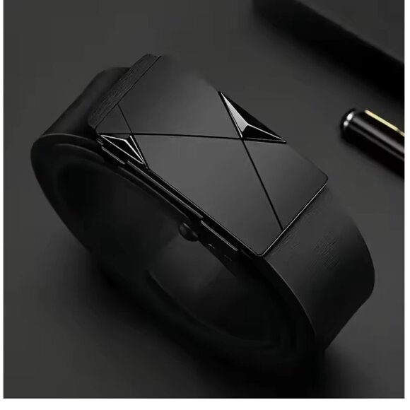 Other - Men’s Black Leather Ratchet Belt Automatic Buckle, Adjustable Dress Belt(120 cm)